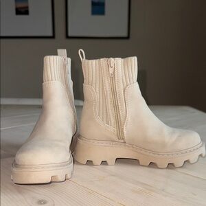 DV by Dolce Vita Light Tan Girls Boots with Ribbed Sides